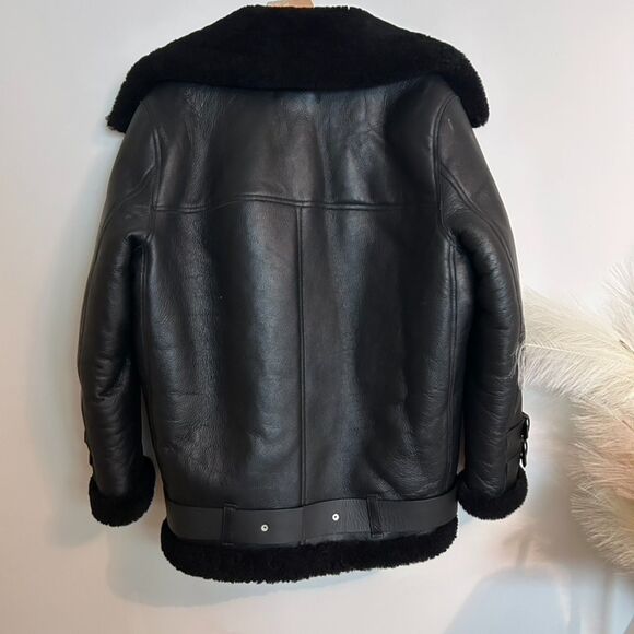Acne Studios Velocite Leather Trimmed Shearling Jacket - Picture 5 of 12